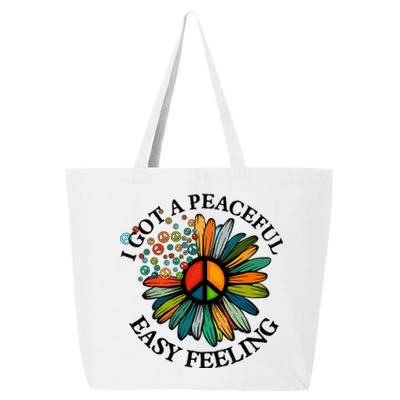 Cute Hippie I Got An Easy Peaceful Feeling Sunflower Peace Great Gift 25L Jumbo Tote