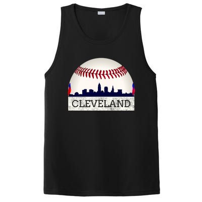 Cleveland Hometown Indian Tribe Design Skyline Ball Design PosiCharge Competitor Tank