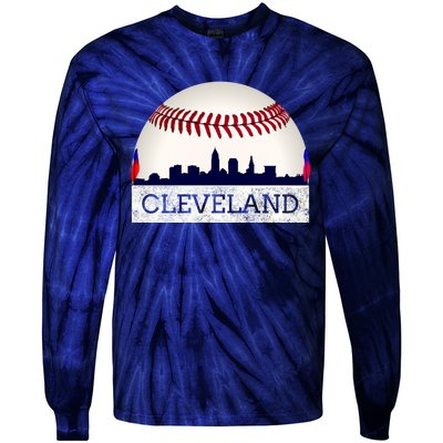 Cleveland Hometown Indian Tribe Design Skyline Ball Design Tie-Dye Long Sleeve Shirt