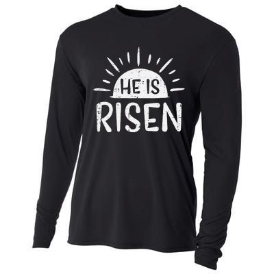 Christian He Is Risen Sun Resurrection Easter Cooling Performance Long Sleeve Crew