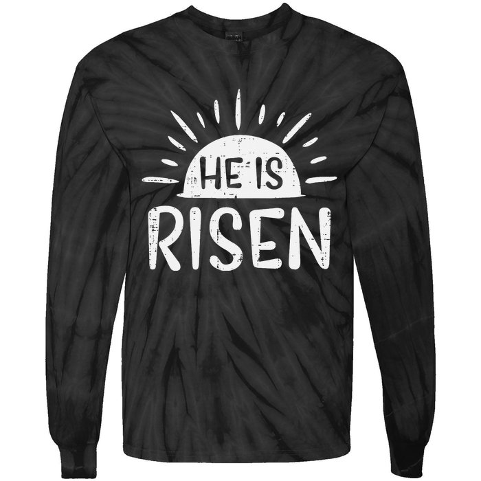 Christian He Is Risen Sun Resurrection Easter Tie-Dye Long Sleeve Shirt