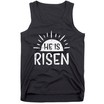 Christian He Is Risen Sun Resurrection Easter Tank Top