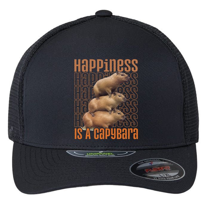 Capybara Happiness Is A Capybara Flexfit Unipanel Trucker Cap