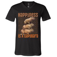 Capybara Happiness Is A Capybara V-Neck T-Shirt