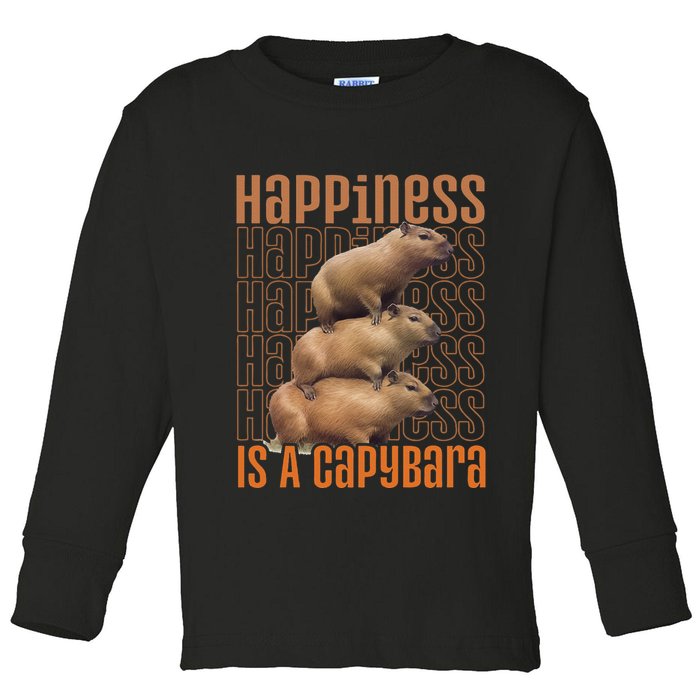 Capybara Happiness Is A Capybara Toddler Long Sleeve Shirt
