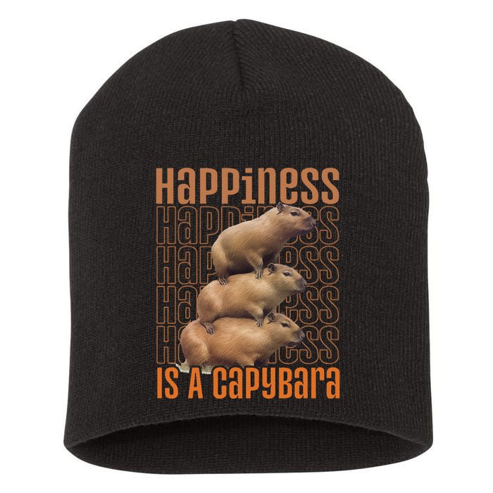 Capybara Happiness Is A Capybara Short Acrylic Beanie