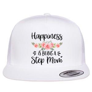 Cute Happiness Is Being A Step Mom Floral Mother's Day Flat Bill Trucker Hat