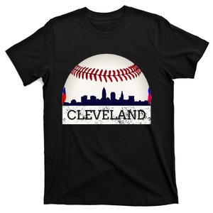 Cleveland Hometown Indian Tribe Skyline Ball Design T-Shirt