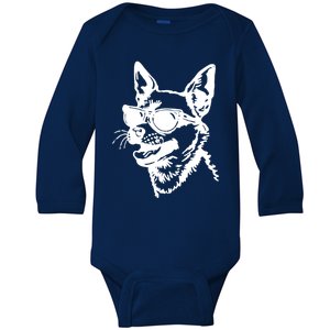 Chihuahua Head Illustration Cute And Bold Dog Art Design Gift Baby Long Sleeve Bodysuit