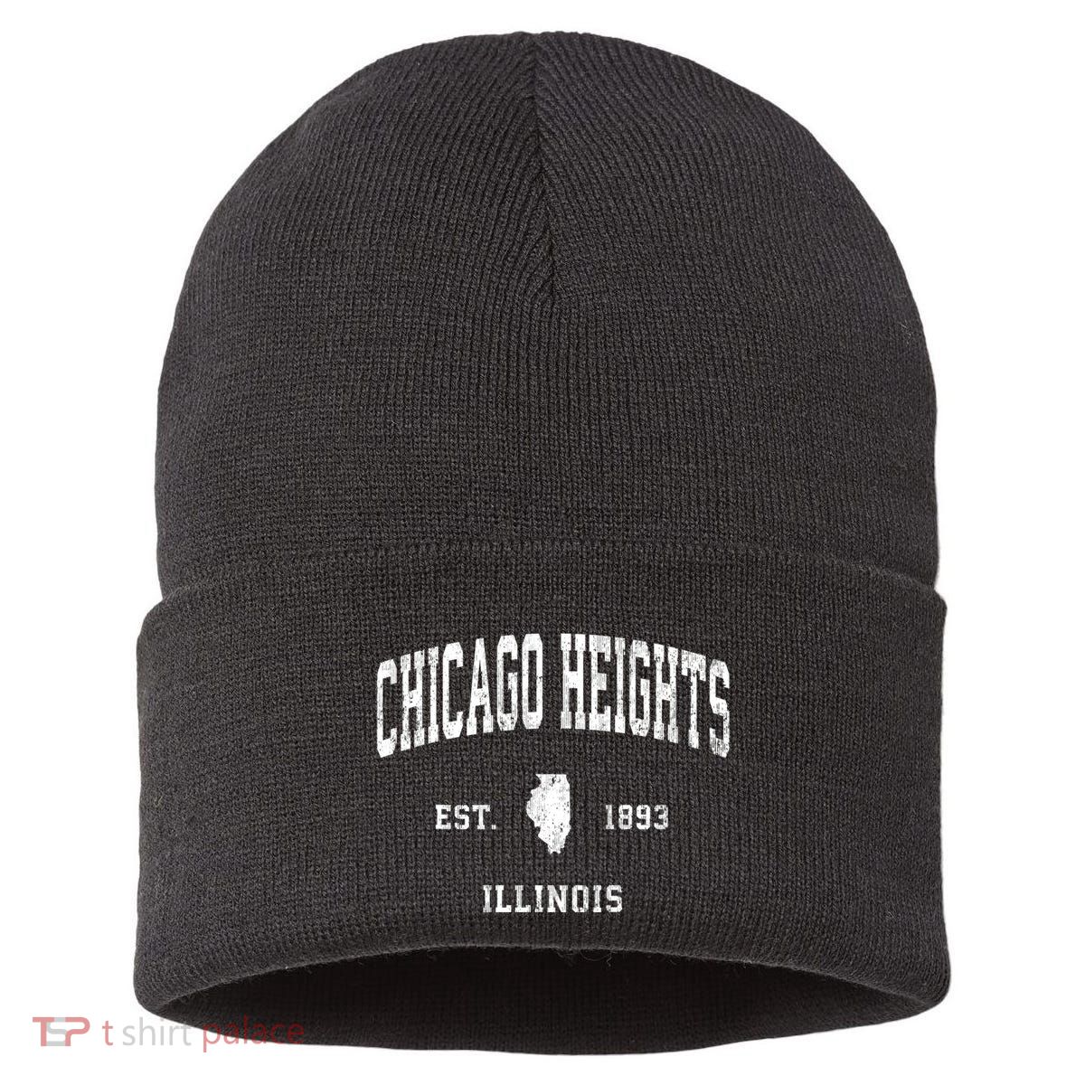 Chicago Heights Illinois Il Vintage Athletic Sports Sustainable Knit Beanie