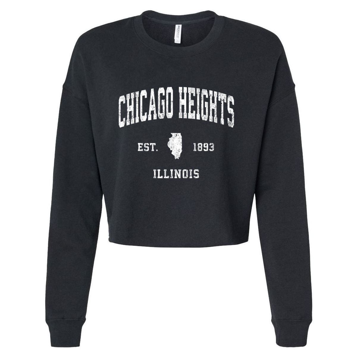 Chicago Heights Illinois Il Vintage Athletic Sports Cropped Pullover Crew