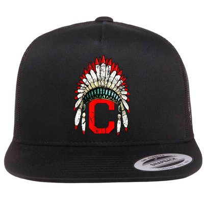 Cleveland Hometown Indian Tribe Vintage For Baseball Fans Flat Bill Trucker Hat