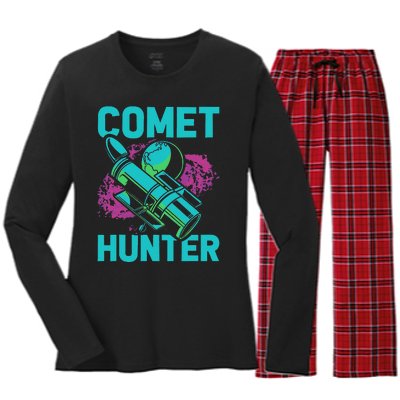 Comet Hunter I Astronomy Women's Long Sleeve Flannel Pajama Set 