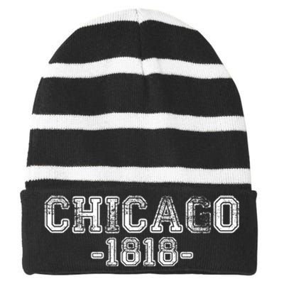 Chicago 1818 Retro Striped Beanie with Solid Band