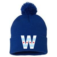 Chicago City Flag W Pom Pom 12in Knit Beanie