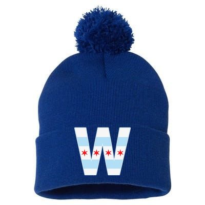 Chicago City Flag W Pom Pom 12in Knit Beanie