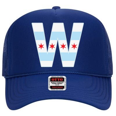 Chicago City Flag W High Crown Mesh Back Trucker Hat