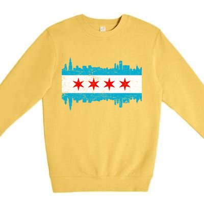 Chicago City Skyline Flag Vintage Premium Crewneck Sweatshirt