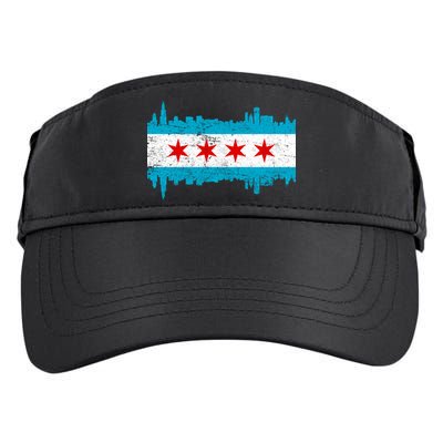 Chicago City Skyline Flag Vintage Adult Drive Performance Visor