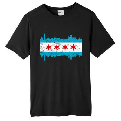 Chicago City Skyline Flag Vintage Tall Fusion ChromaSoft Performance T-Shirt