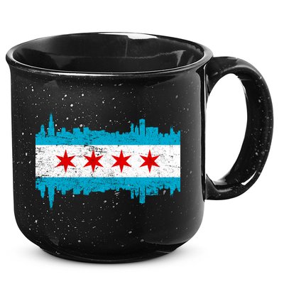 Chicago City Skyline Flag Vintage 15oz Campfire Ceramic Mug