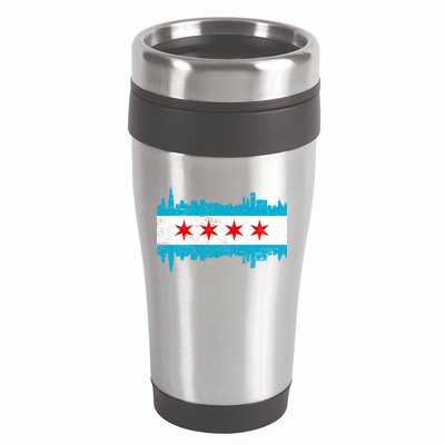 Chicago City Skyline Flag Vintage 16oz Travel Tumbler
