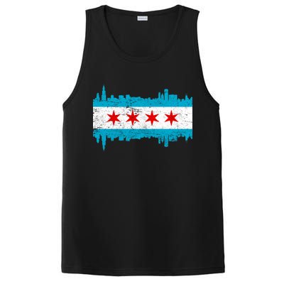 Chicago City Skyline Flag Vintage PosiCharge Competitor Tank