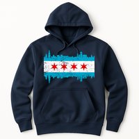 Chicago City Skyline Flag Vintage Hoodie