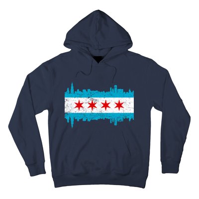 Chicago City Skyline Flag Vintage Hoodie