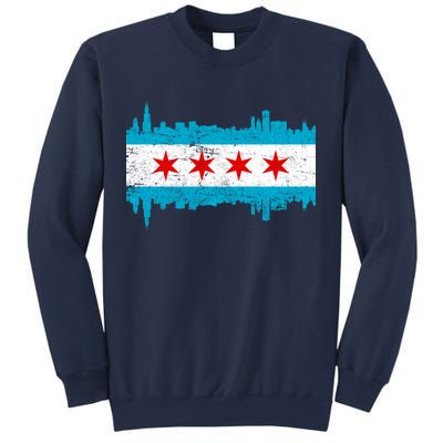 Chicago City Skyline Flag Vintage Sweatshirt