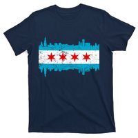 Chicago City Skyline Flag Vintage T-Shirt