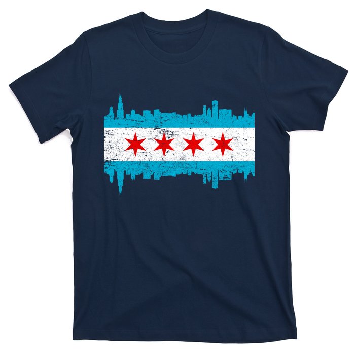 Chicago City Skyline Flag Vintage T-Shirt