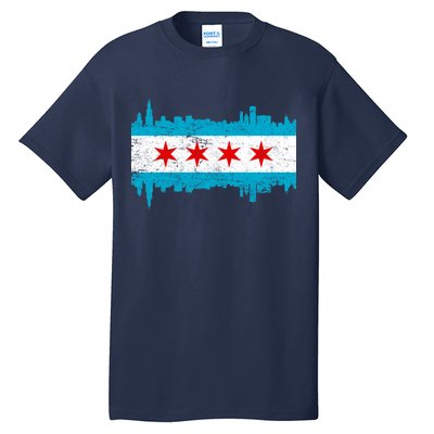 Chicago City Skyline Flag Vintage Tall T-Shirt