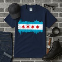 Chicago City Skyline Flag Vintage Tall T-Shirt