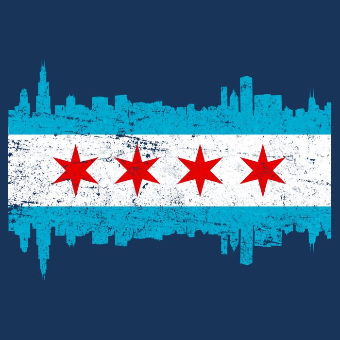 Chicago City Skyline Flag Vintage Tall T-Shirt