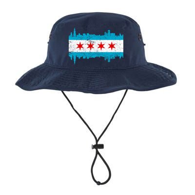 Chicago City Skyline Flag Vintage Legacy Cool Fit Booney Bucket Hat