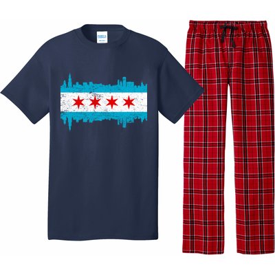 Chicago City Skyline Flag Vintage Pajama Set