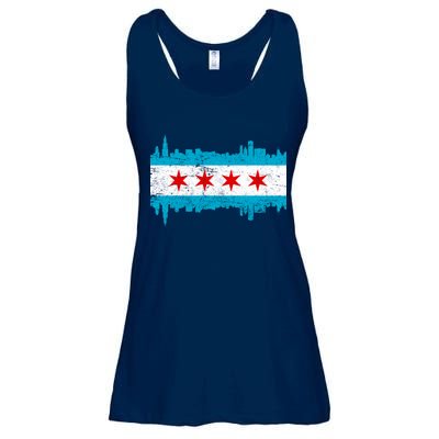 Chicago City Skyline Flag Vintage Ladies Essential Flowy Tank