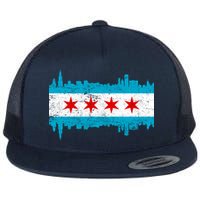 Chicago City Skyline Flag Vintage Flatbill Hat