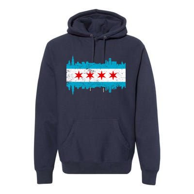 Chicago City Skyline Flag Vintage Premium Hoodie