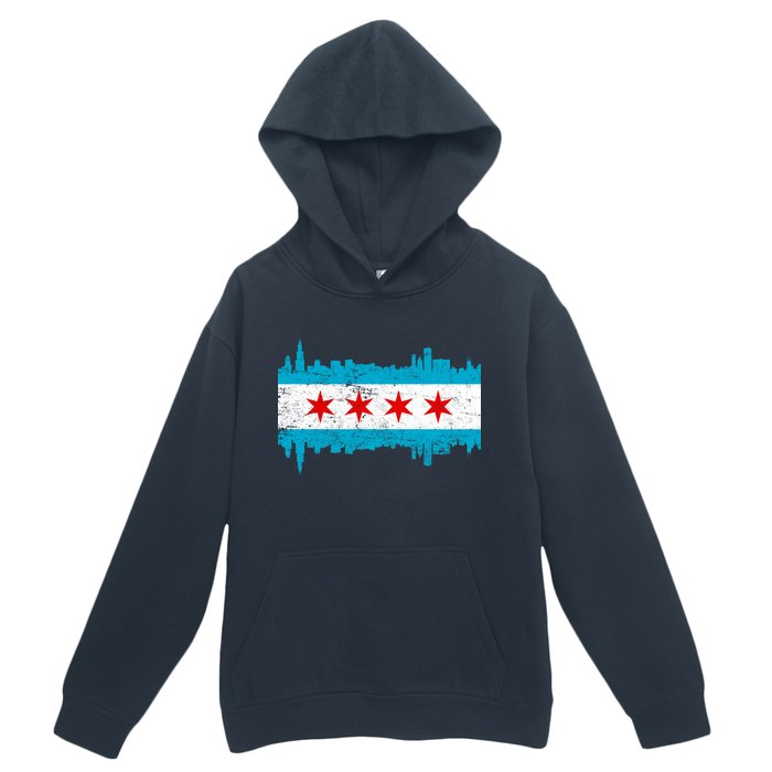 Chicago City Skyline Flag Vintage Urban Pullover Hoodie