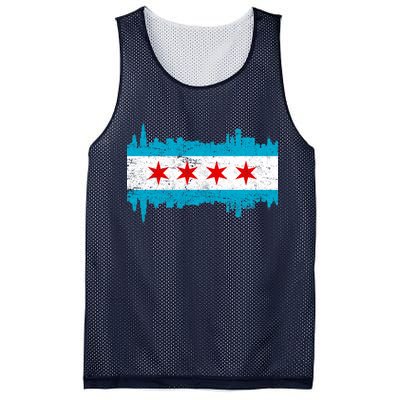 Chicago City Skyline Flag Vintage Mesh Reversible Basketball Jersey Tank