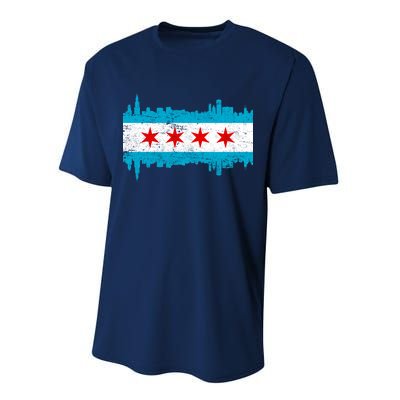 Chicago City Skyline Flag Vintage Performance Sprint T-Shirt