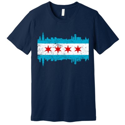 Chicago City Skyline Flag Vintage Premium T-Shirt