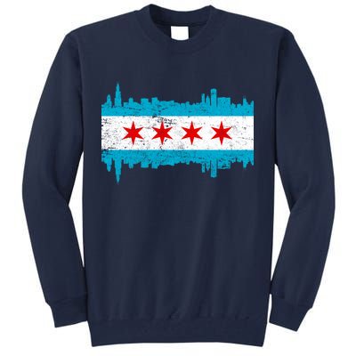 Chicago City Skyline Flag Vintage Tall Sweatshirt