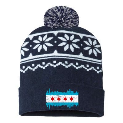 Chicago City Skyline Flag Vintage USA-Made Snowflake Beanie