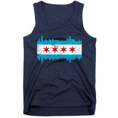 Chicago City Skyline Flag Vintage Tank Top