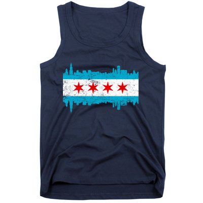 Chicago City Skyline Flag Vintage Tank Top