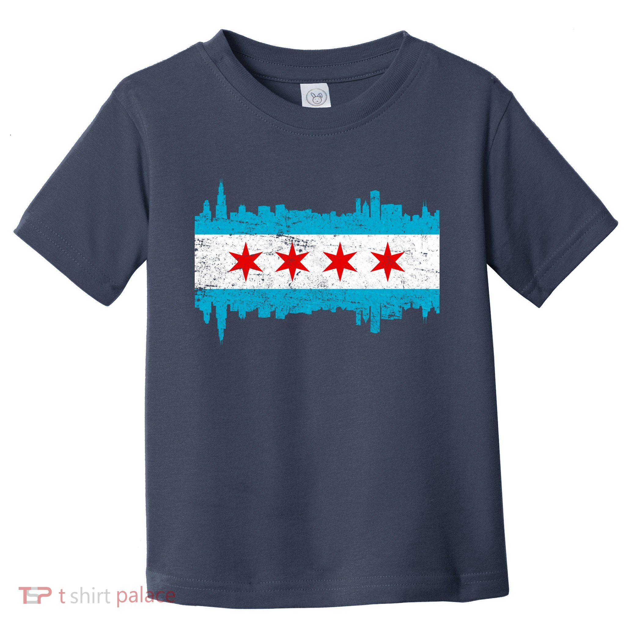 Chicago City Skyline Flag Vintage Toddler T-Shirt