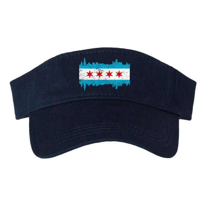 Chicago City Skyline Flag Vintage Valucap Bio-Washed Visor